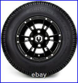 10 Ambush Glossy Black Golf Cart Wheels and Tires (205-65-10) Set of 4