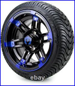 12 Aftershock Blue and Black Golf Cart Wheels and Tires (215-35-12) Set of 4