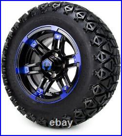 12 Aftershock Blue and Black Golf Cart Wheels and Tires (23x10.50-12) Set of 4