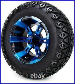 12 Ambush Blue and Black Golf Cart Wheels and Tires (23x10.50-12) Set of 4