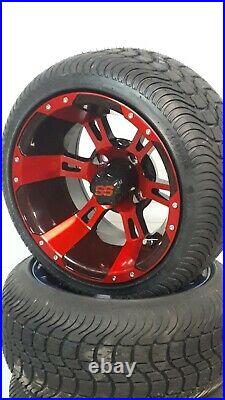 12'' golf cart wheel and DOT tire assembly, Fit all golf cart RED & BLACK