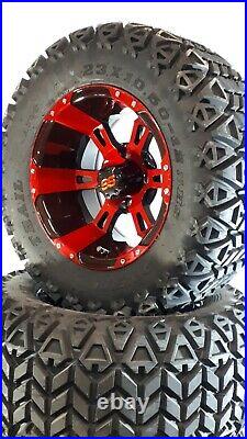 12'' golf cart wheel and DOT tire assembly, RED & BLACK Storm trooper