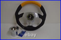 13 Black / Yellow Steering Wheel EZGO Golf Cart Chrome
