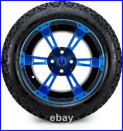 14 Ambush Blue and Black Golf Cart Wheels and Tires (23x10.00-14) Set of 4