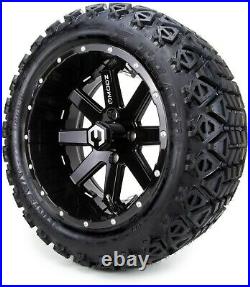 14 Assault Black with Ball Mill Golf Cart Wheels and Tires 23x10.00-14 Set of 4