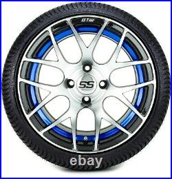 14 GTW Pursuit Blue Golf Cart Wheels and Tires (205-30-14) Set of 4
