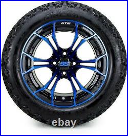 14 GTW Spyder Blue Golf Cart Wheels and Tires (23x10.00-14) Set of 4