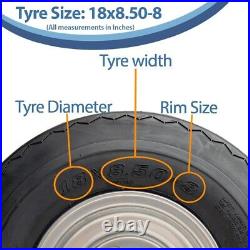 18x8.50-8 Golf Cart Buggy Wheels 4-ply Grass Tires on Rims Wanda P509 (Set of 3)
