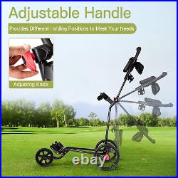 3 Wheel Folding Golf Push Cart with Adjustable Handle and Foot Brake