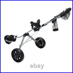 3 Wheel Golf Push Cart Folding Golf Walking Push Cart Portable Golf Push