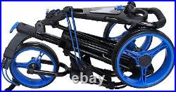 3 Wheel Push Pull Golf CART Foot Brake ONE Second to Open & Close, Blue