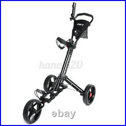 3 Wheel Push Pull Golf Club Cart Trolley Swivel Folding withUmbrella Holder UK