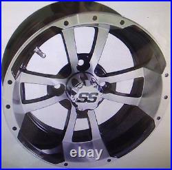 (4) 10x7 SS LSI Aluminum Alloy Golf Cart Car Rim Wheel Yamaha Club Car Precedent