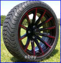 (4) 14 red blue white Aluminum Alloy Golf Cart Car Rim Wheels & Mounted Tires
