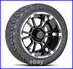(4) Fairway Alloys 12 Sixer Golf Cart Car Rim Wheel & EFX Low Profile Tires FA