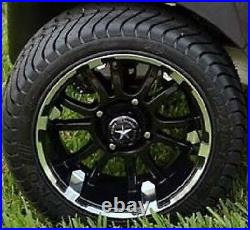 (4) Fairway Alloys 12 Sixer Golf Cart GEM Car Rim Wheel and EFX 215-50-12 Tires
