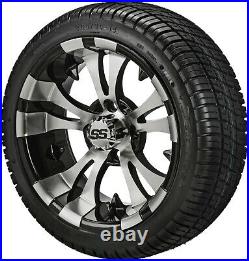 4 Golf Cart 205/30-14 Tire on a 14x7 Black/Machined Vampire Wheel Free Freight