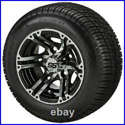 (4)Golf Cart 205/50-10 Tire on 10x7 Black/Machined Yukon Wheel Free Freight