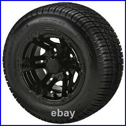 (4)Golf Cart 205/50-10 Tire on 10x7 Gloss Black Yukon Wheel Free Freight