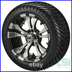 4 Golf Cart 215/35-12 Tire on a 12x7 Blk/Machined Vampire Wheel withFREE Freight