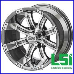 (4) ITP 14 SS LSI HD Aluminum Alloy Golf Cart Car Rim Wheels & 185/60-14 Tires