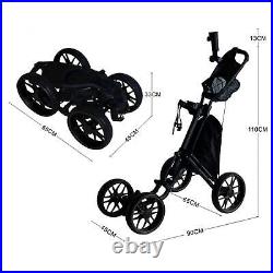 4 Wheel Folding Golf Cart Umbrella Stand Roller Handbrake