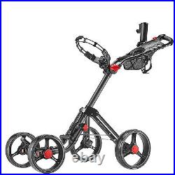4 Wheel Golf Push Cart Folding Trolley Compact Foldable With Umbrella Holder UK