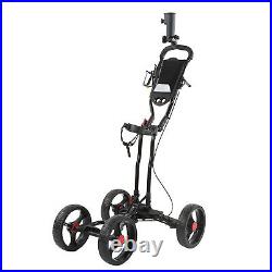 4 Wheel Push Cart Lightweight Collapsible Caddy Cart Pushcart Aluminum