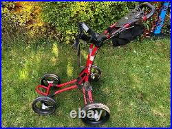 Bag Boy Quad 4-Wheel Push Golf Cart, Red, Compact & Light, Good Condition
