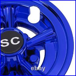Blue 4PCS 8in Golf Cart Wheel Hub Cover Waterproof Elastic Aerodynamic Hubcaps