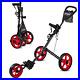 CLORIS 3 Wheel Golf Push Cart With Golf Bag Rain Cover, Foldable Golf Trolley
