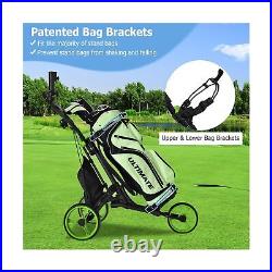 COSTWAY 3 Wheel Golf Push Pull Cart, Lightweight Foldable Golf Trolley with A