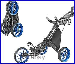 CaddyTek 3 Wheel V8 Golf Push Cart Trolley Foldable Collapsible Lightweight