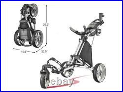 CaddyTek 3-wheel Golf Cart with Swivel Front Wheel Silver New in Box Version 8