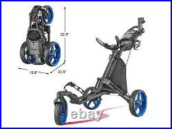 CaddyTek CaddyLite Blue Swivel Front Wheel Golf Push Cart Version 8