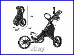 CaddyTek EZ-Fold 3 V2 Wheel Golf Push Cart Golf Trolley - Dark Grey NEW