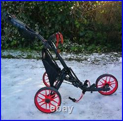 CaddyTek EZ-Fold 3 Wheel Golf Push Cart Golf Trolley - Red