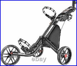 CaddyTek EZ-Fold 3 Wheel Golf Push Cart Golf Trolley With Mobile Holder