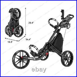 CaddyTek EZ-Fold 3 Wheel Golf Push Cart Golf Trolley With Mobile Holder DarkGrey