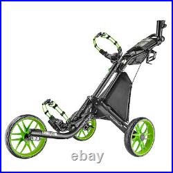 CaddyTek EZ-Fold 3 Wheel Golf Push Cart Golf Trolley With Mobile Holder-Lime