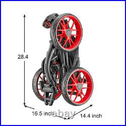 CaddyTek EZ-Fold 3 Wheel V2 Golf Push Cart Golf Trolley -Red