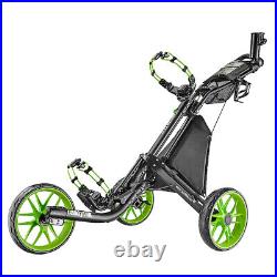 CaddyTek EZ-Fold 3 Wheel V2 Golf Push Cart Golf Trolley With Mobile Holder-Lime