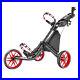 CaddyTek EZ-Fold 3 Wheel V2 Golf Push Cart Golf Trolley with Mobile Holder Red
