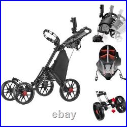 CaddyTek Folding Golf Push Cart Outdoor Caddy 4 Wheel Carts Pushcart