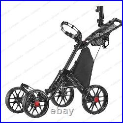 CaddyTek One-Click Folding Golf trolley 4 Wheel Push/Pull Cart V3-Dark Grey NEW