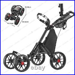 CaddyTek One-Click Folding Golf trolley 4 Wheel Push/Pull Cart V3-Dark GreyNEW