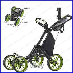 CaddyTek One-Click Folding Golf trolley 4 Wheel Push/Pull Cart V3-Lime NEW