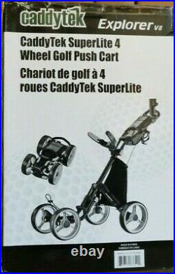 CaddyTek SuperLite Explorer V8 Golf Push Cart 4 Wheel Strong Aluminum Frame