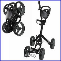 Caddymatic Golf Quad 4-Wheel Folding Golf Pull / Push Cart Black
