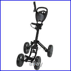 Caddymatic Golf Quad 4-Wheel Folding Golf Pull / Push Cart Black